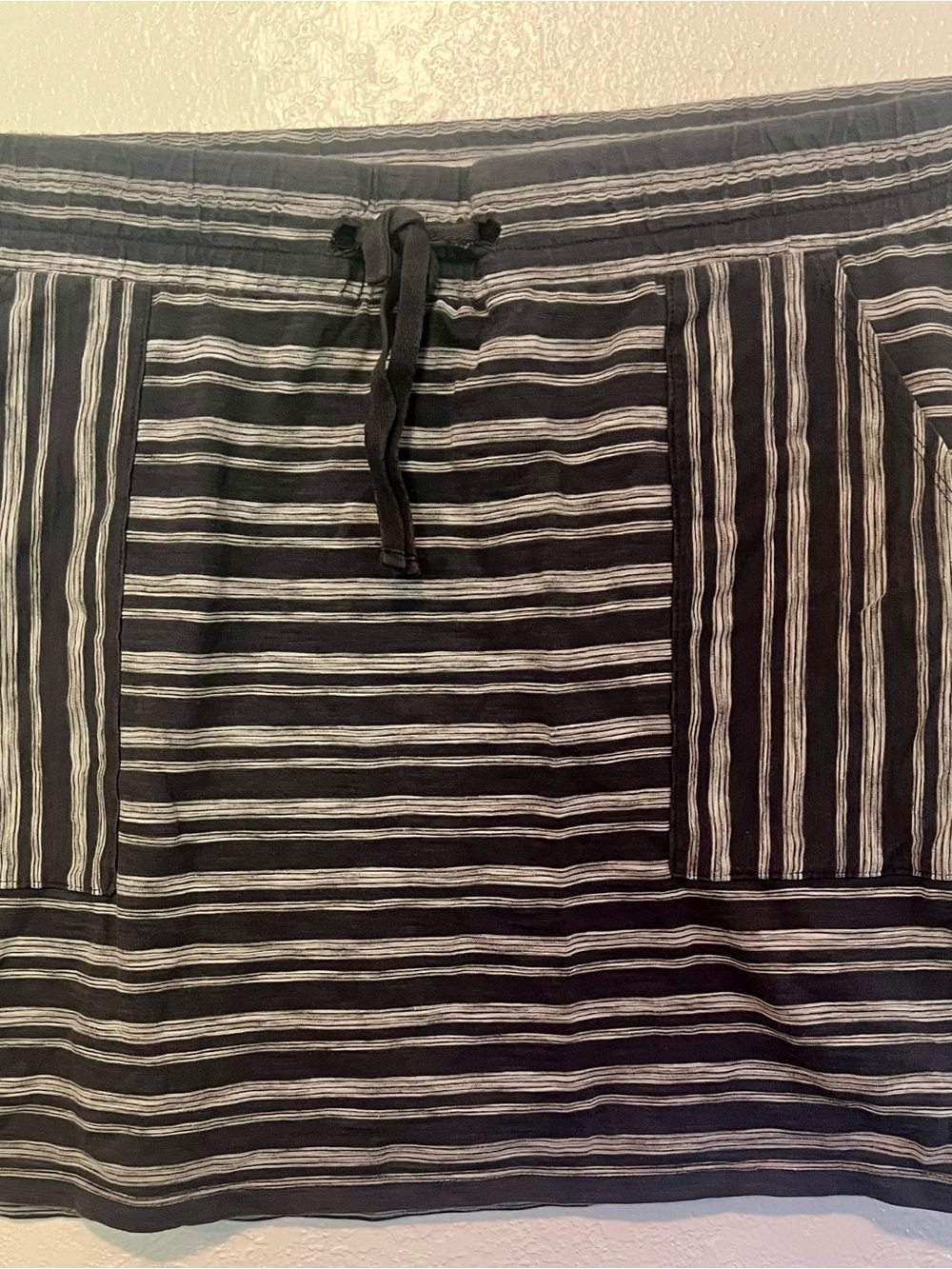LOFT Black and White Striped Mini Skirt